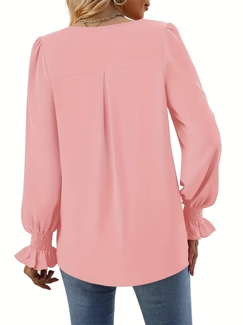 LinaLuxe™ | Premium enfärgad höstblus, elegant och bekväm