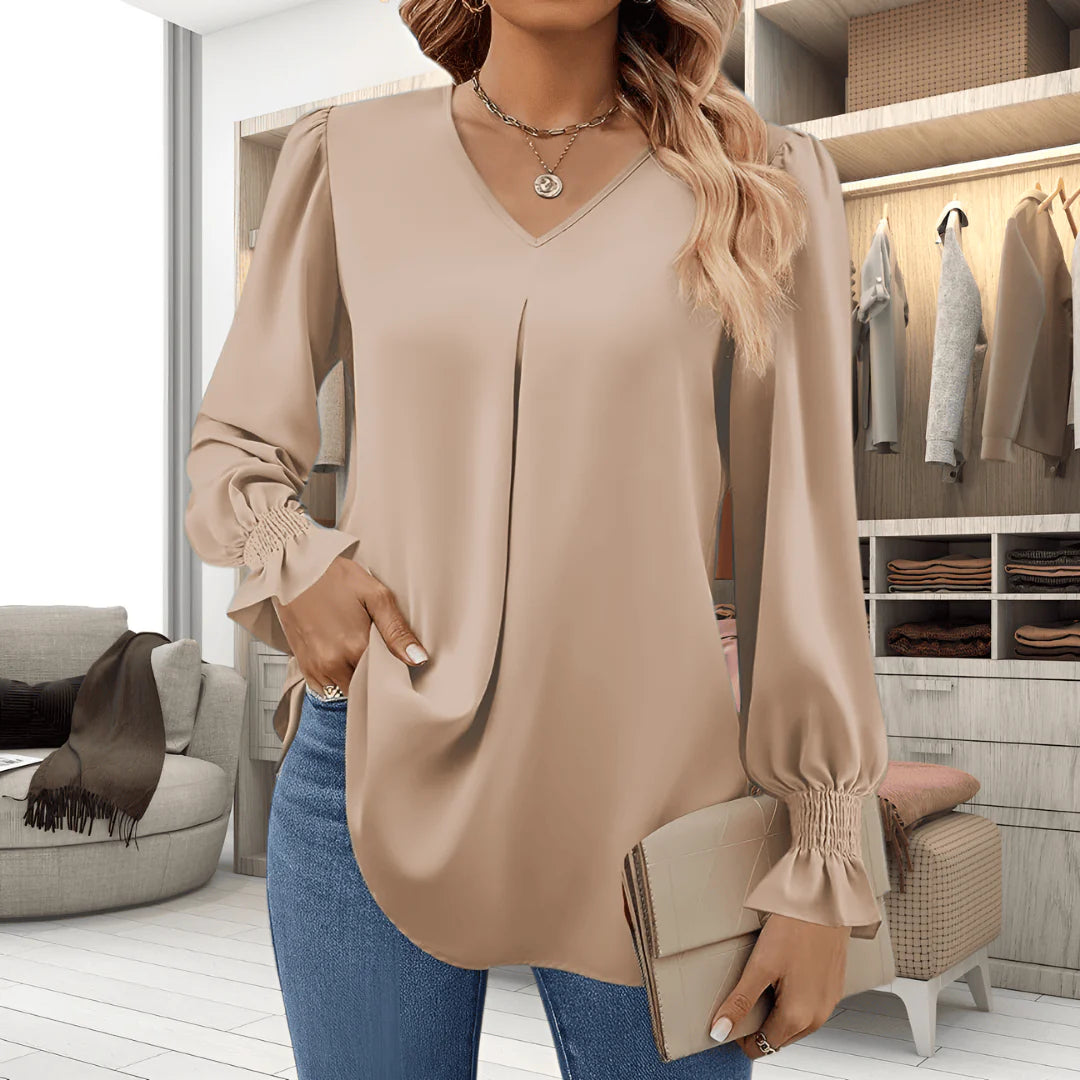 LinaLuxe™ | Premium enfärgad höstblus, elegant och bekväm